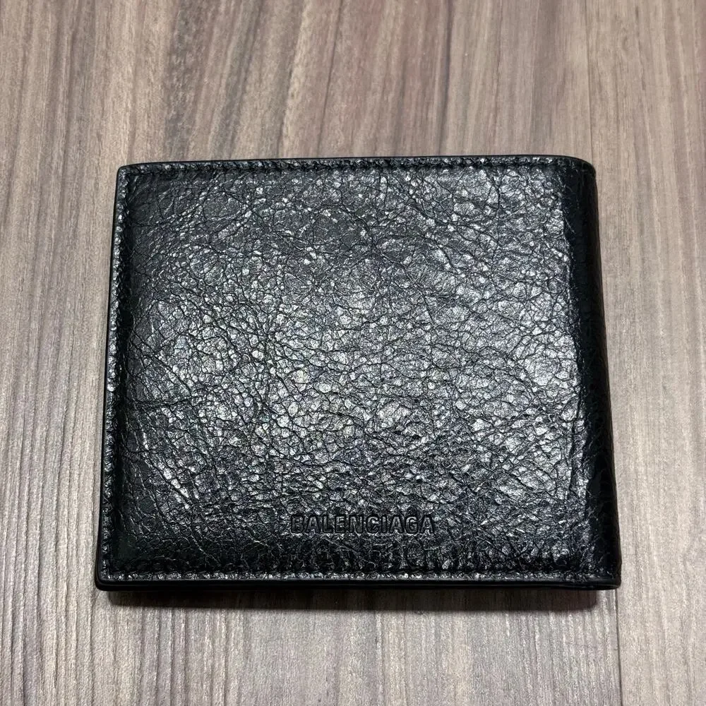 NEW Balenciaga Le Cagole Bifold Black Leather Wallet